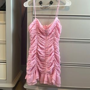 Lucy in the Sky Remi Ruched Bodycon Dress in Pink